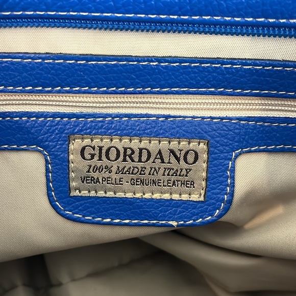 Giordano Blue and Black Leather Shoulder Bag Purse - Picture 14 of 17